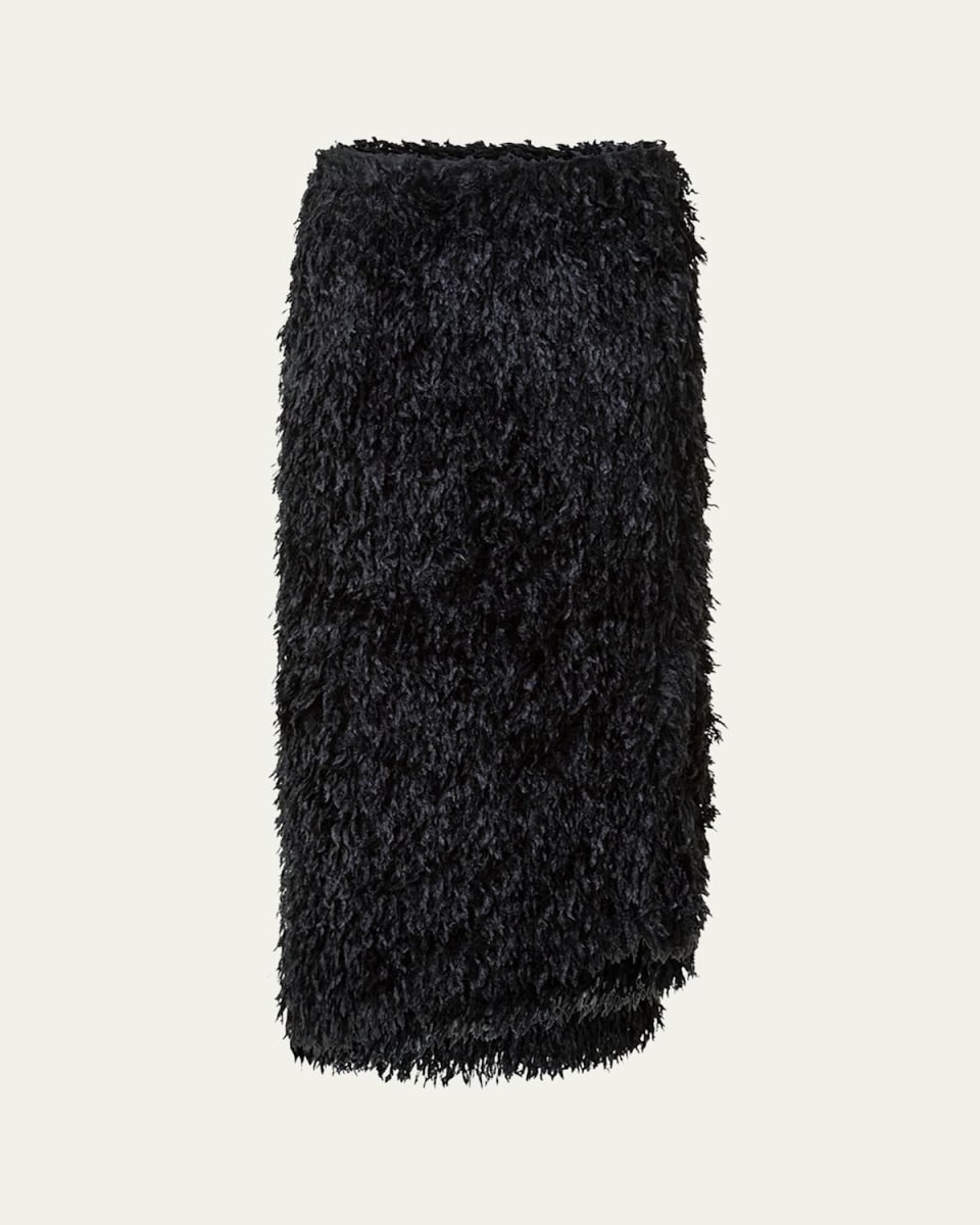Asymmetric Trapezoid Feather Fringe Midi Skirt